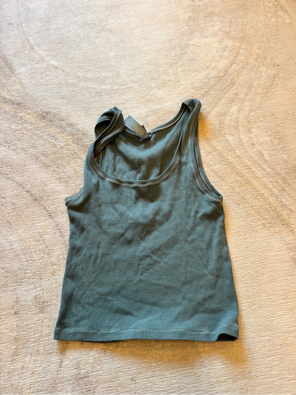 SKIMS Ribbed Tank in green cotton